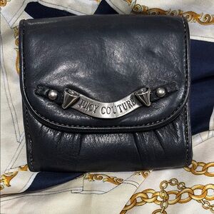 Juicy Couture Black Leather Wallet with Metal Accent